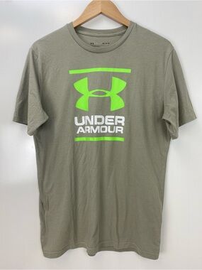 Under Armour Olive Green Tee with Neon Green Logo